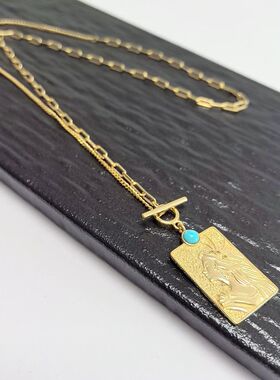 D1477# 通体S925纯银绿松石美松复古精致款女王项链吊坠24*16mm