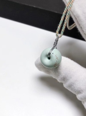 D762# 原矿绿松石老型珠滚运珠 锁骨链16.3*12.5mm