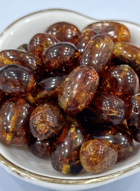 天然琥珀蜜蜡之花珀桶珠糖豆 3克价