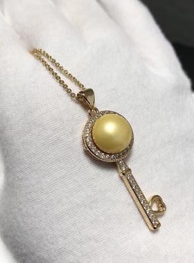 D109# 天然淡水珍珠吊坠9.8mm 总尺寸34.5*13.5*8.5mm 重量5克