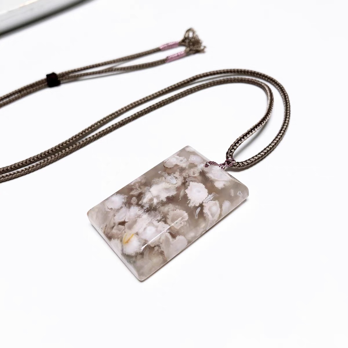 D170# 天然樱花玛瑙无事牌吊坠 大版挂件 44.2*30.5*9.8mm