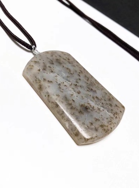 D745# 天然和田玉切末糖白玉桂花膏无事牌吊坠有纹59*34.3*6.8mm