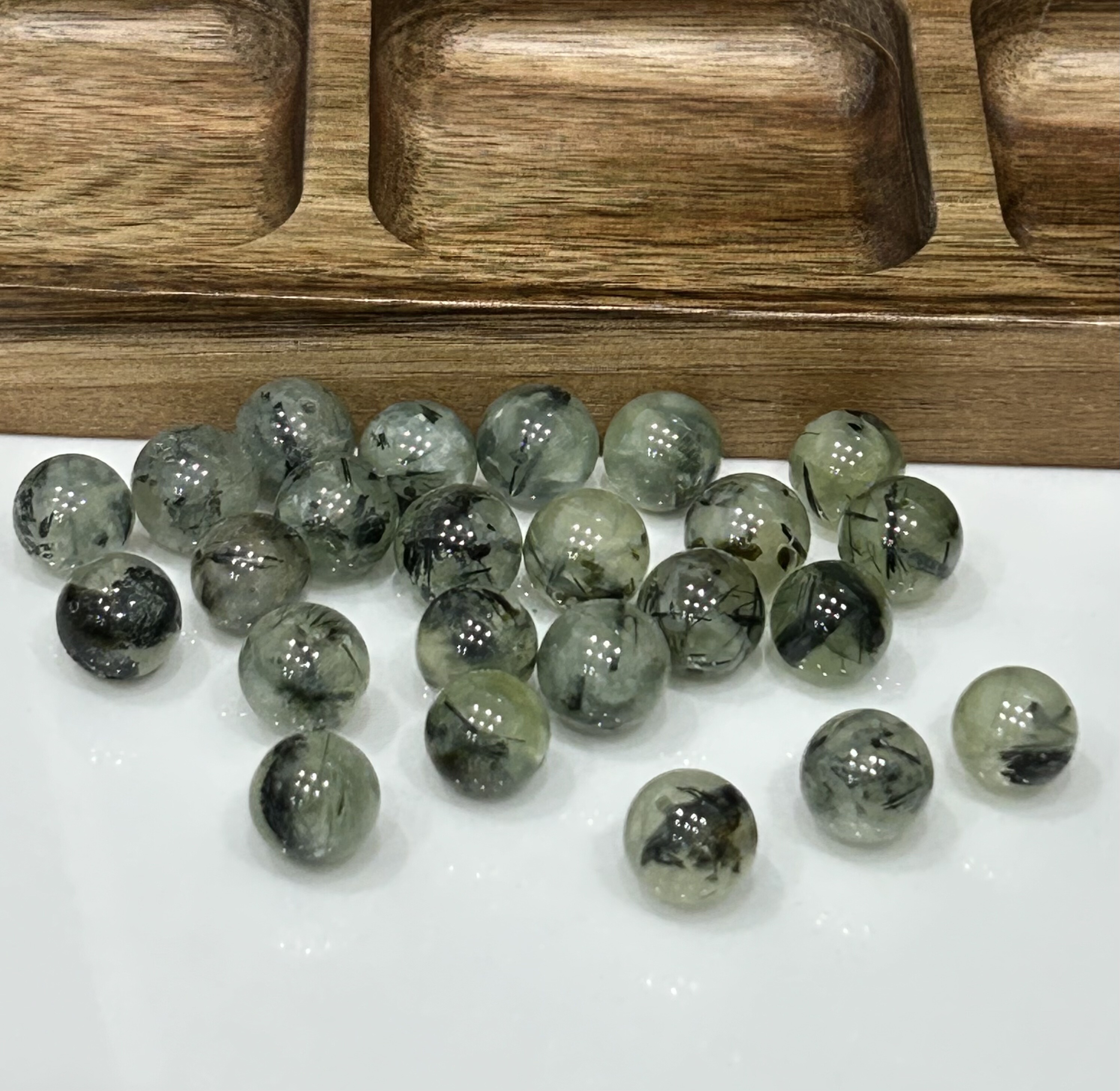 天然绿发晶单珠散珠12.5mm 2颗价