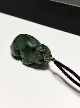 D619# 天然和田玉碧玉老料貔貅吊坠41*23.5*19.5mm 重28.41克