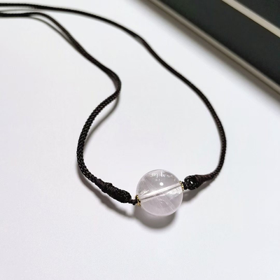 D1302# 天然阿塞斯特莱彩虹粉水晶吊坠锁骨链16mm