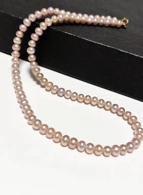 D739# 天然淡水珍珠项链双圈手链两用款4.5mm 极光粉baby锁骨链