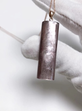 D531# 猫眼极光锂云母能量柱吊坠锁骨链37.3*12*6.8mm 重6.72克