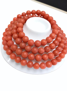 S427# 天然保山南红四圈手链7mm满色满肉收藏级多圈手串 43.18g