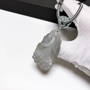 11mm 天然和田玉烟紫料玉兰花吊坠49.2 D725