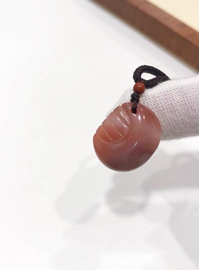 D58# 天然盐源玛瑙一梳百顺吊坠 18.5*16*8mm   配南红圆珠