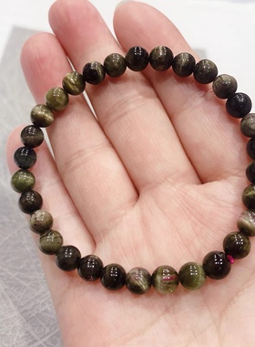 S42# 天然老矿料猫眼碧玺手链 6.2mm 重10克