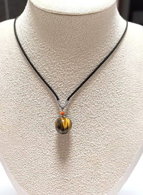 D654# 天然虎眼石吊坠 闪电纹锁骨链12mm