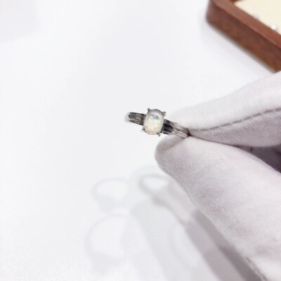 G75# S925纯银欧泊戒指5*7mm