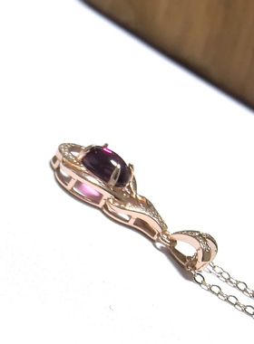 m81# 通体S925银精工镶嵌紫牙乌石榴石项链 链长40cm 延长链4.5cm