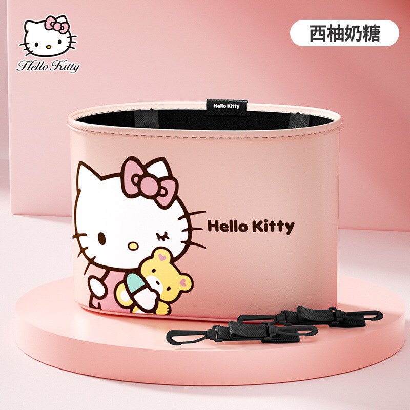 kt猫汽车座椅悬挂收纳袋卡通可爱女生用储物包车载整理杂物垃圾桶