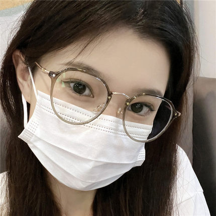咸菜绿超轻tr90眼镜框可配镜片近视女素颜配有度数大圆脸眼睛架男