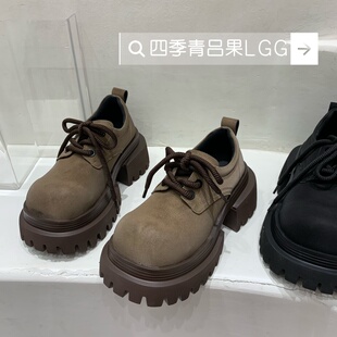 2025新款真皮厚底内增高乐福鞋女英伦风小皮鞋百搭休闲单鞋