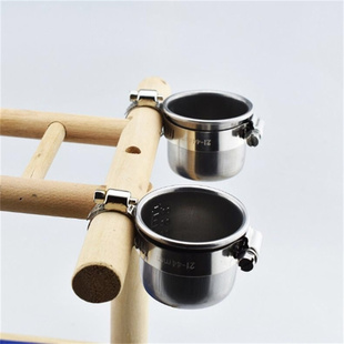 鹦鹉不锈钢食杯站架喂食盆灰鹦鹉食盒内挂虎皮笼子食盒水杯鸟食碗