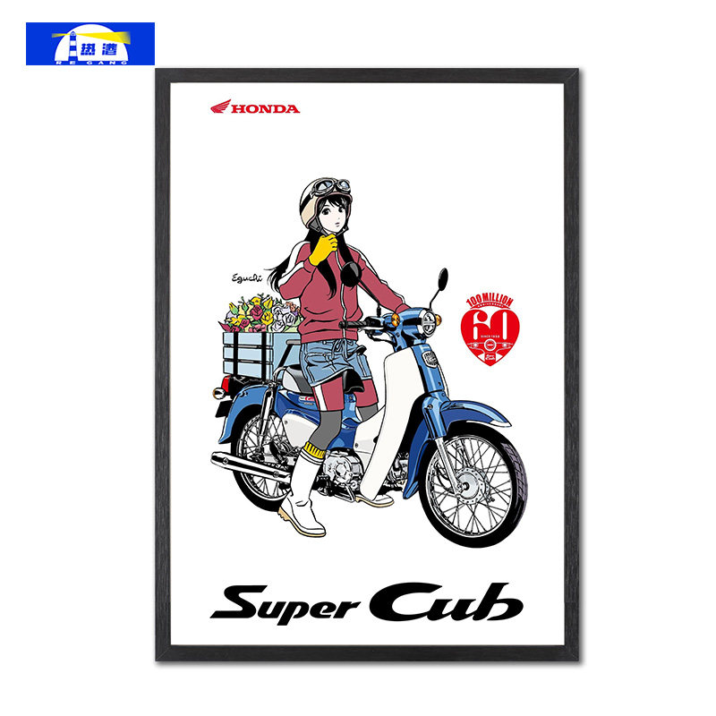 本田SuperCub摩托车海报超级幼兽CrossCub江口寿史波普少女装饰画