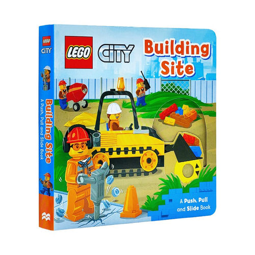 乐高建筑工地英文原版 Lego Building Site 纸板机关操作活动书 幼儿启蒙学习原版漫画书英文绘本