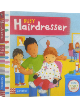 英文原版绘本 Busy Hairdresser 繁忙的理发师 幼儿英语启蒙 纸板书 操作书原版漫画书英文绘本