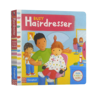 英文原版绘本 Busy Hairdresser 繁忙的理发师 幼儿英语启蒙 纸板书 操作书