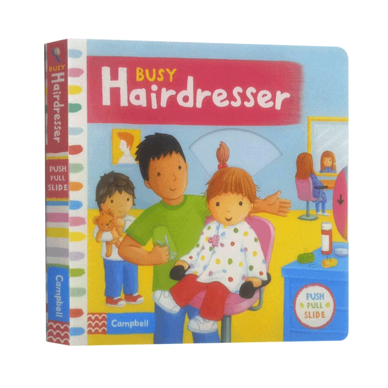 英文原版绘本 Busy Hairdresser 繁忙的理发师 幼儿英语启蒙 纸板书 操作书