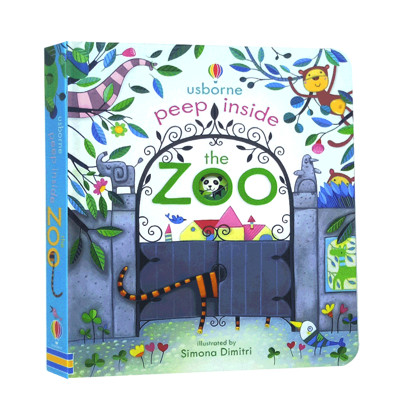 英文原版 偷偷看系列之动物园 Peep Inside The Zoo 纸板翻翻书 培养观察力必备绘本原版漫画书英文绘本