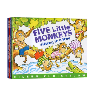 进口英文原版平装绘本 五只小猴子4册合售 Five Little Monkeys