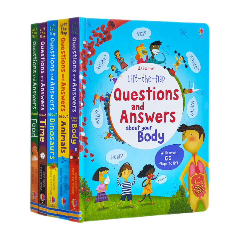 Usborne趣味你问我答科普翻翻书5册 3-6岁 Questions And Answers Lift the Flap 进口英文原版绘本英语儿童读物 科普图书大奖