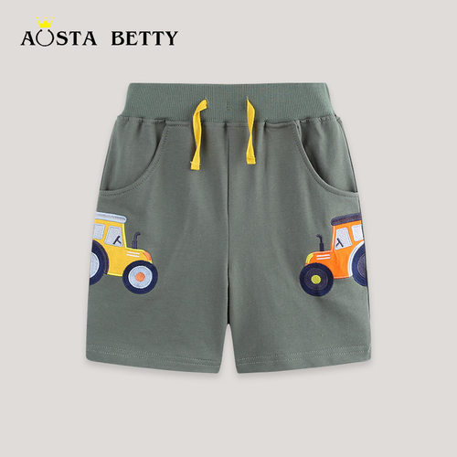 欧美风格男童短裤夏季新品卡通汽车刺绣儿童运动裤跨境货源童裤