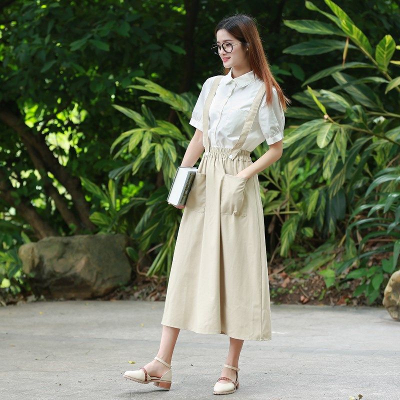 背帶裙女2019春夏新款棉麻吊帶裙可拆卸a字裙適合胯大腿粗的裙子在類目 女裝/女士精品, 半身裙中 - 來自Buy2taobao.com提供專業的淘寶代購服務
