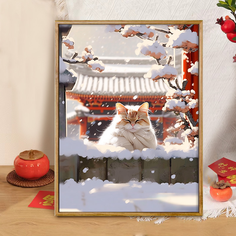 故宫的猫 diy数字油画卡通风景涂鸦油彩画丙烯装饰摆件填色挂画图片