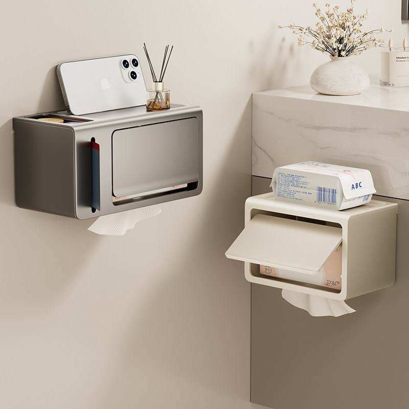 卫生间免打孔壁挂多功能纸巾架