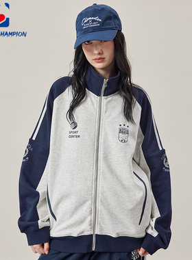 公鸡冠军卫衣男2025秋季新款宽松灰色复古印花情侣针织开衫外套潮