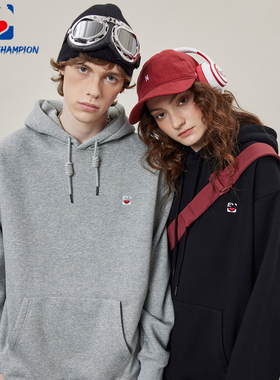公鸡冠军灰色连帽重磅卫衣男秋冬新款宽松情侣复古落肩加绒上衣潮