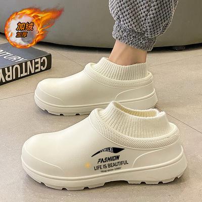 棉鞋男冬季加绒防滑男生棉拖鞋