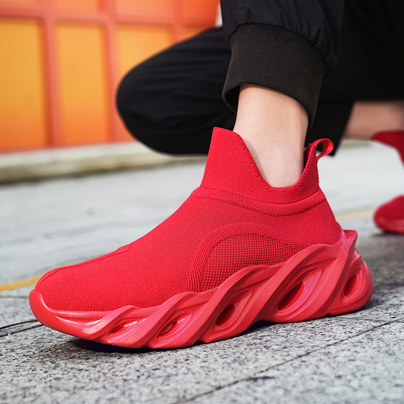 大码女鞋加肥加宽本命年红色袜鞋