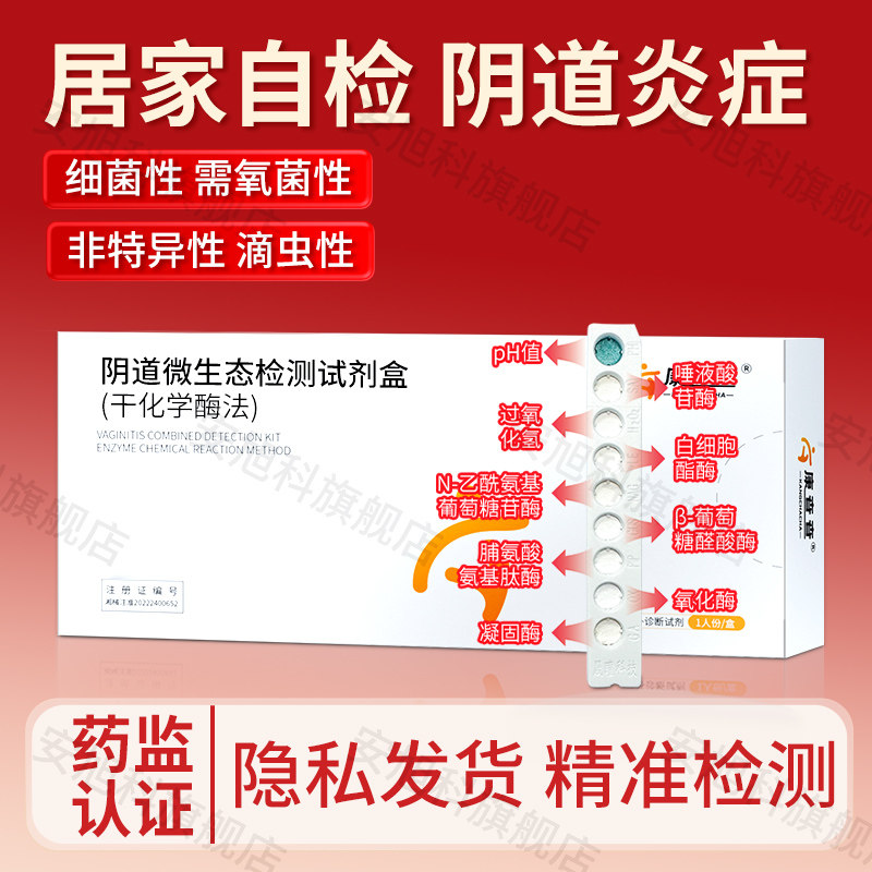 阴道炎检测自检测试纸ph妇科炎症自检卡自测霉菌性细菌白带八联卡