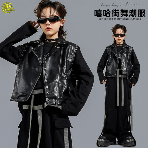 儿童酷帅街舞hiphop架子鼓演出服