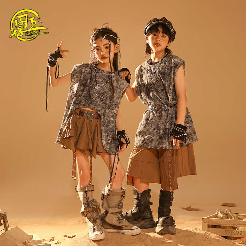 儿童嘻哈街舞废土风爵士舞表演服