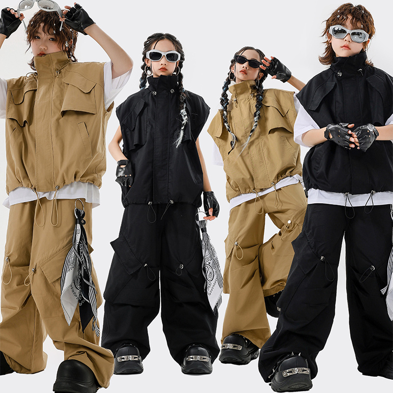 街舞儿童潮服男女童酷帅马甲嘻哈hiphop架子鼓演出服少儿走秀服装