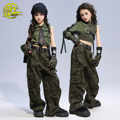 女童爵士舞服韩版 jazz炸街演出服女孩子露脐嘻哈街舞现代舞服套装