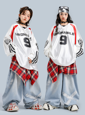 街舞儿童潮服男童酷帅T恤牛仔裤嘻哈hiphop舞蹈女团爵士舞演出服