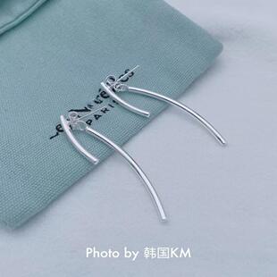 通体s925纯银长条耳钉小众合金时尚简约棍子耳环轻奢百搭耳饰