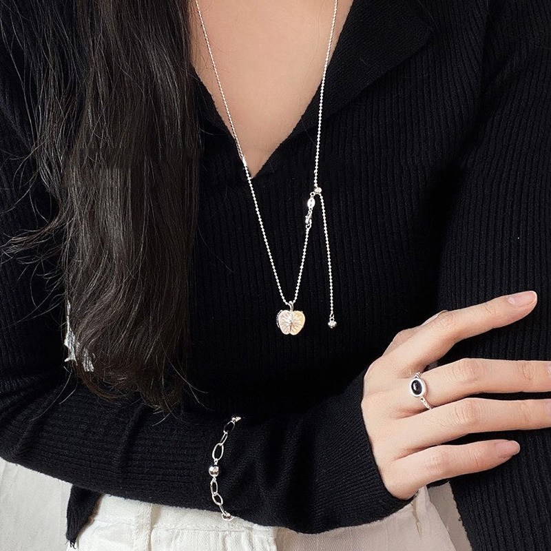 纯银锤纹苹果项链女圣诞礼物