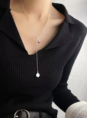 古罗珠宝925银纯银推拉长链女生