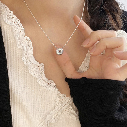 S925银韩版简约甜甜圈珠珠项链