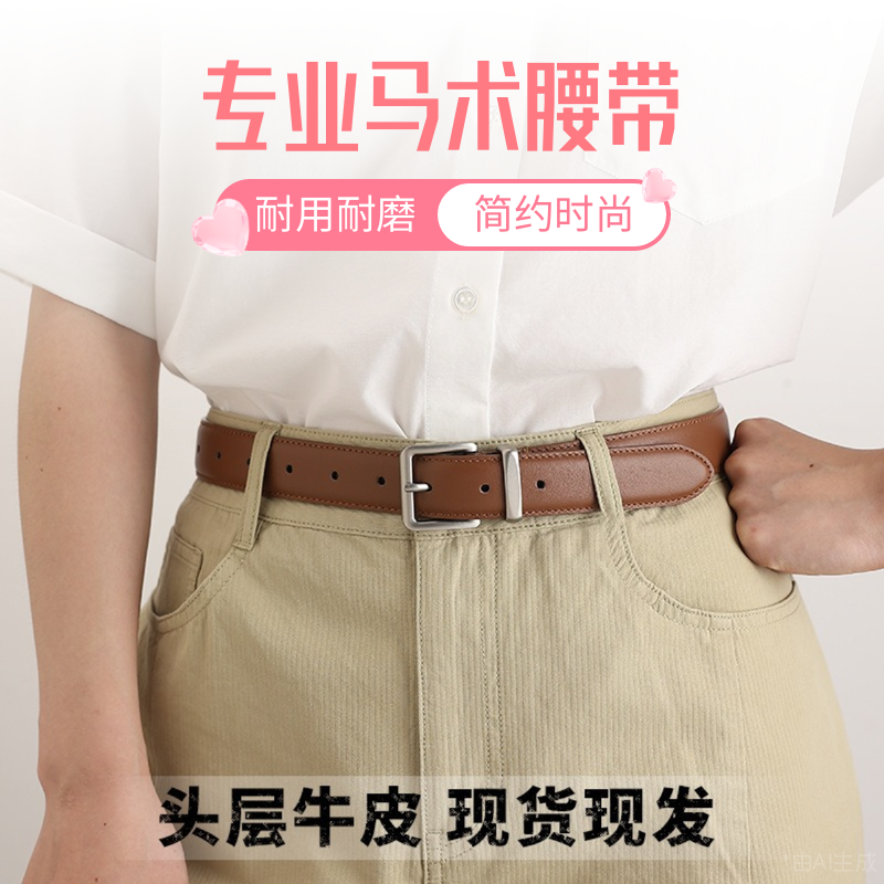 马术腰带头层牛皮女士真皮皮带户外英式西部百搭复古牛仔裤腰带