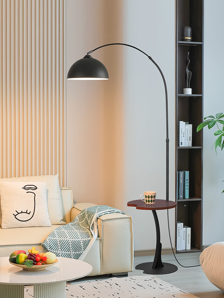 新款钓鱼灯落地灯中古客厅沙发旁边几高级感现代卧室氛围置物台灯